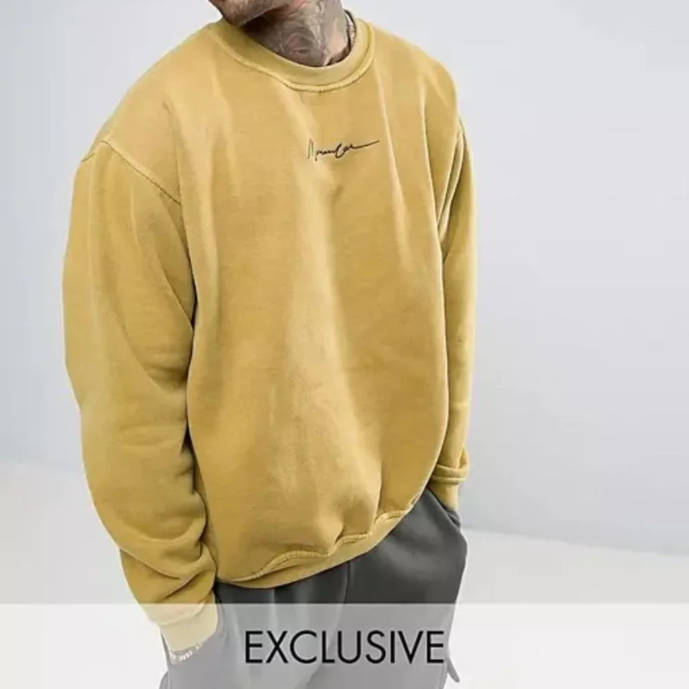 NWOT Mennace Embroidered Logo Sweatshirt In Washed Mustard - Picture 6 of 7
